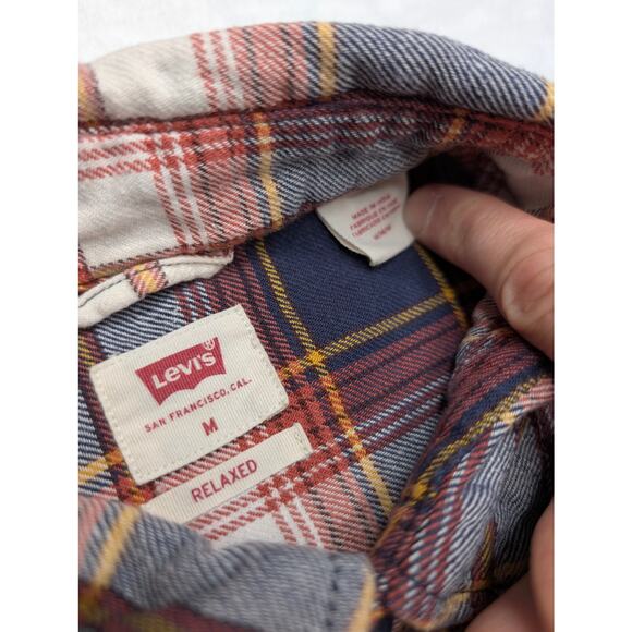 Levi's Mens Plaid Flannel Button Up Shirt Medium Relaxed Long Sleeve Western - Picture 2 of 7